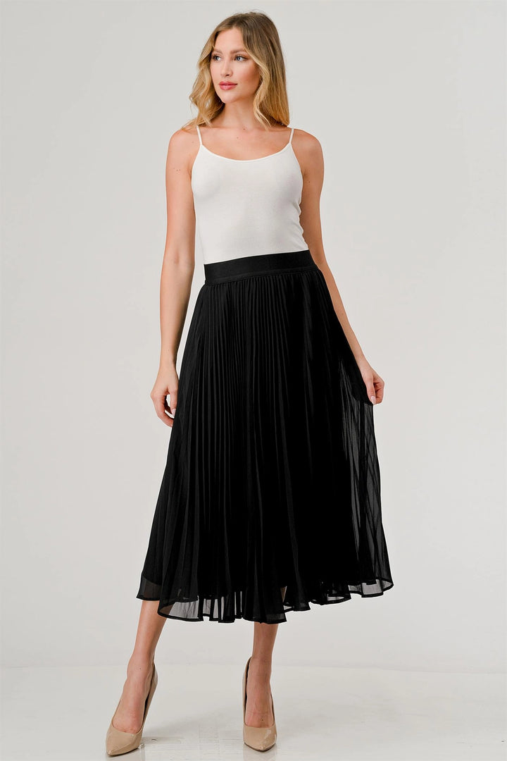 Onyx Black Pleated Skirt