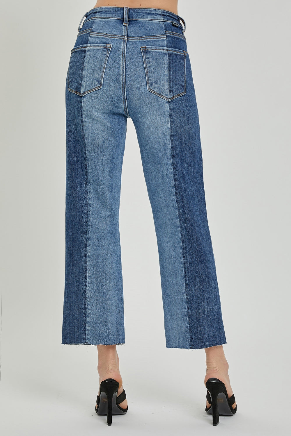 Marla Mid-Rise Waist Two-Tones Jeans with Pockets - RISEN