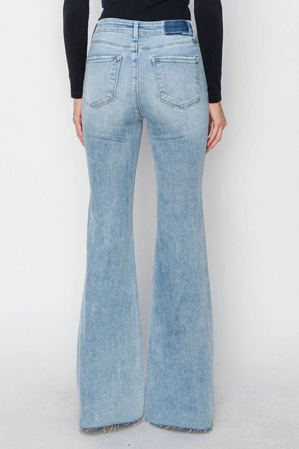 High Rise Raw Cut Hem Bootcut Jeans RISEN