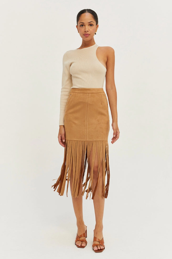 Letty Vegan Suede Fringe Skirt