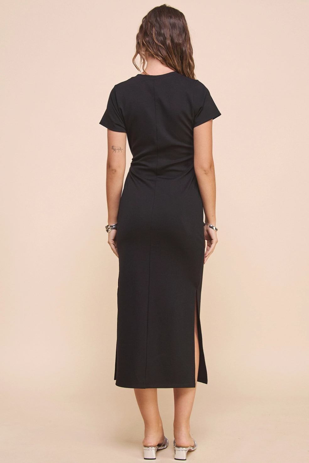 The Effortless Tie Midi Dress in Black
