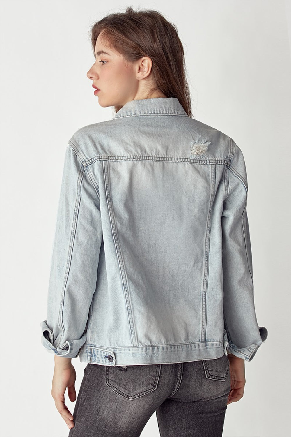 Zoey Distressed Button Up Jacket - RISEN