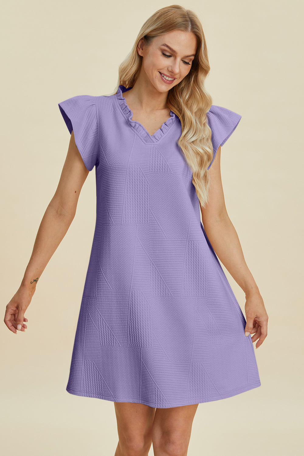 Breezy Days Ruffled V-Neck Cap Sleeve Dress