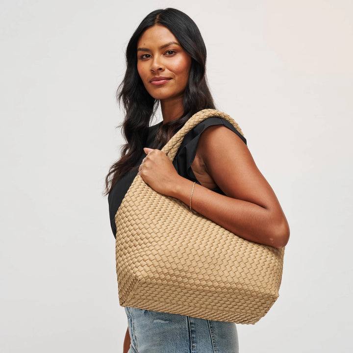 Sky's The Limit - Medium Woven Neoprene Tote: Nude - Sol and Selene
