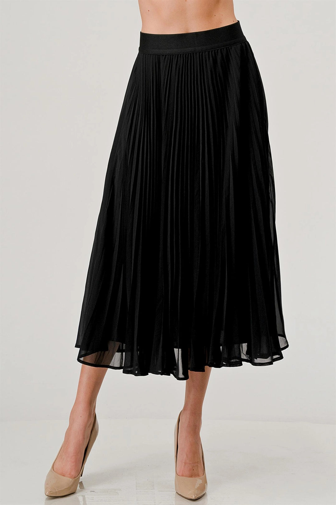 Onyx Black Pleated Skirt