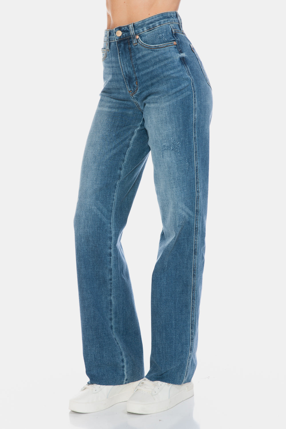 Jemma Tummy Control Cut Raw Hem Straight Jeans - Judy Blue