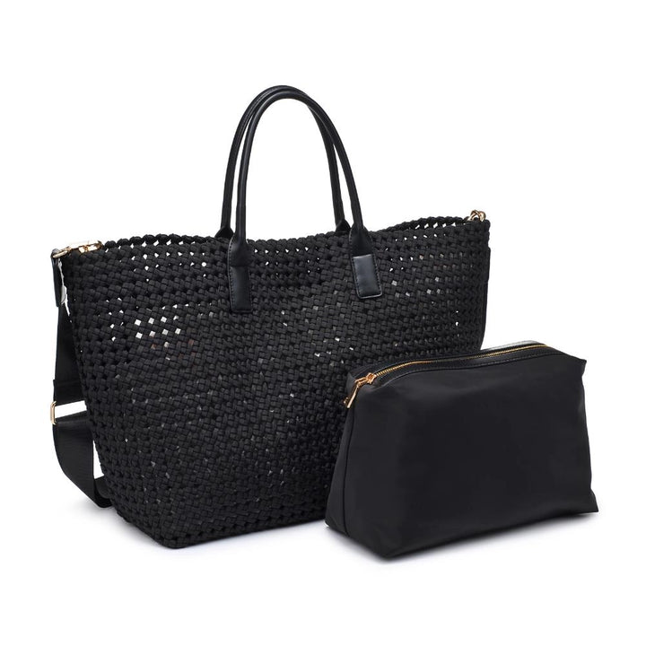 Solstice - Large Hand Woven Knot Tote in Black Sol and Selene