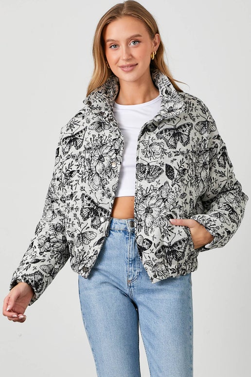 Fantasia Floral Jacquard Puff Jacket