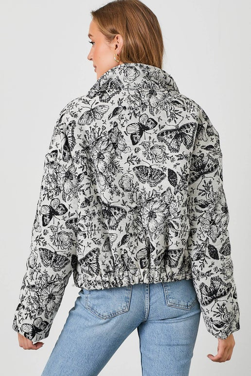 Fantasia Floral Jacquard Puff Jacket