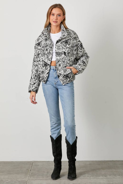 Fantasia Floral Jacquard Puff Jacket