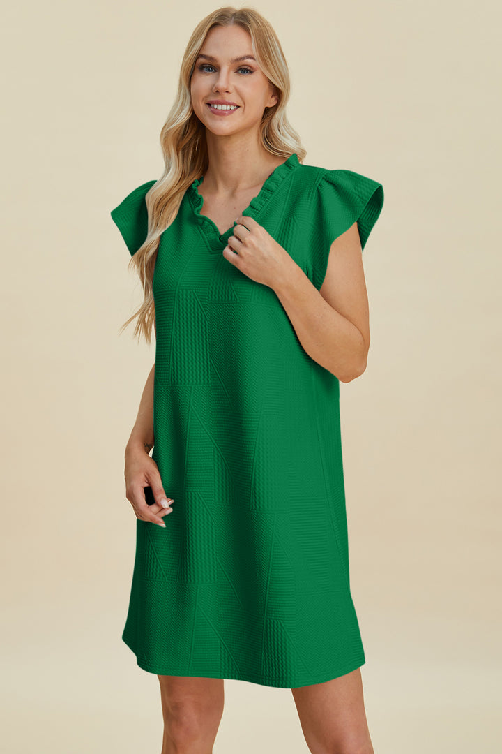 Breezy Days Ruffled V-Neck Cap Sleeve Dress