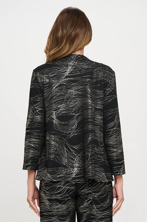 Futuro Jacquard Button Jacket in Black w/Gold Foil