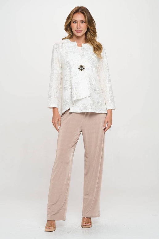 Futuro Jacquard Button Jacket in Ivory w/Gold Foil