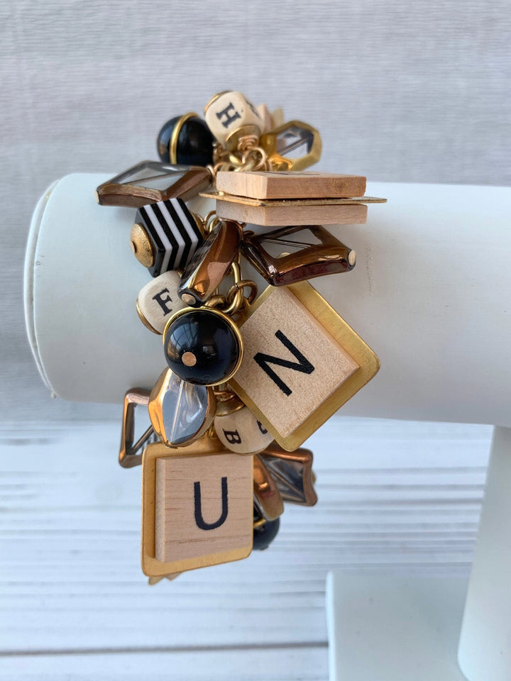 Game Night Wooden Letter Bracelet - Lenora Dame