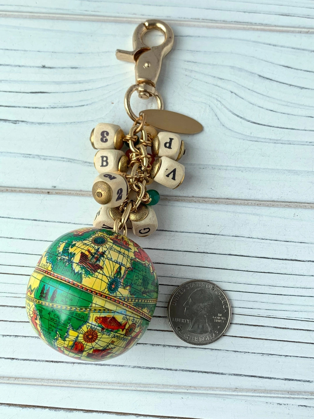 Historical Globe Keychain Charm - Lenora Dame