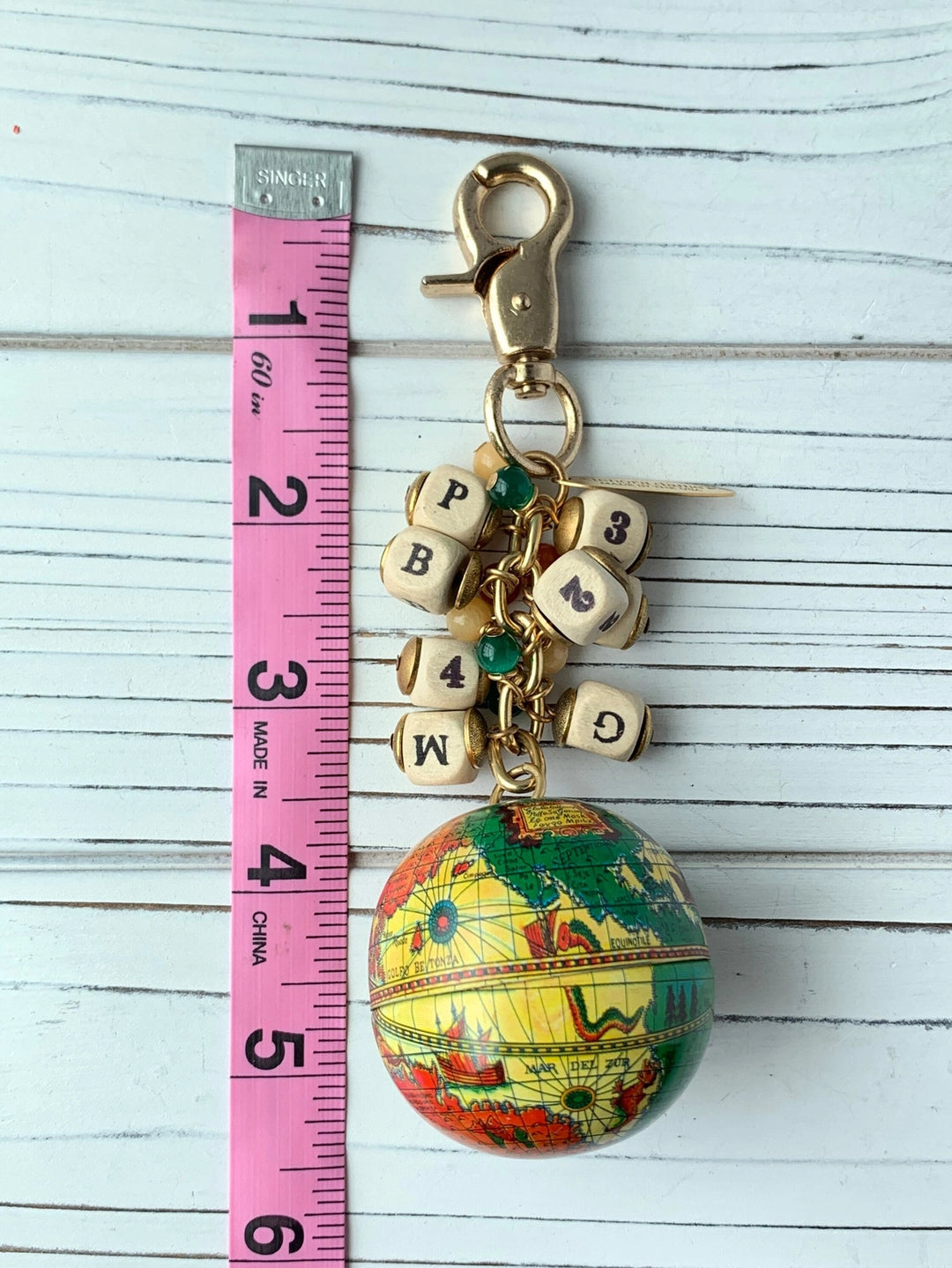 Historical Globe Keychain Charm - Lenora Dame