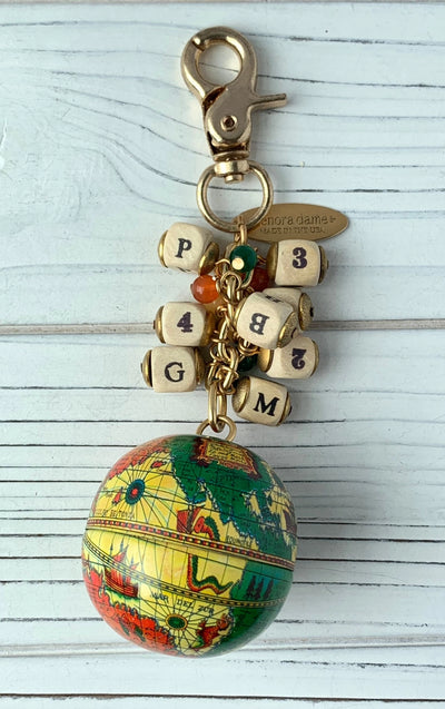 Historical Globe Keychain Charm - Lenora Dame