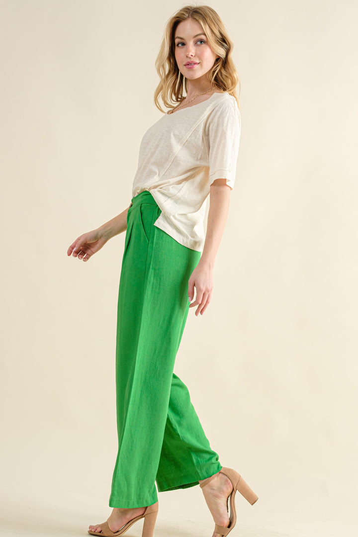 Fresh Vibes Linen Blend Pants in Kelly Green