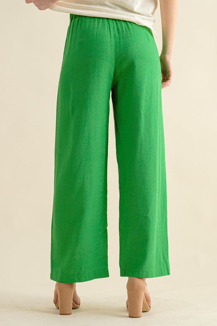 Fresh Vibes Linen Blend Pants in Kelly Green