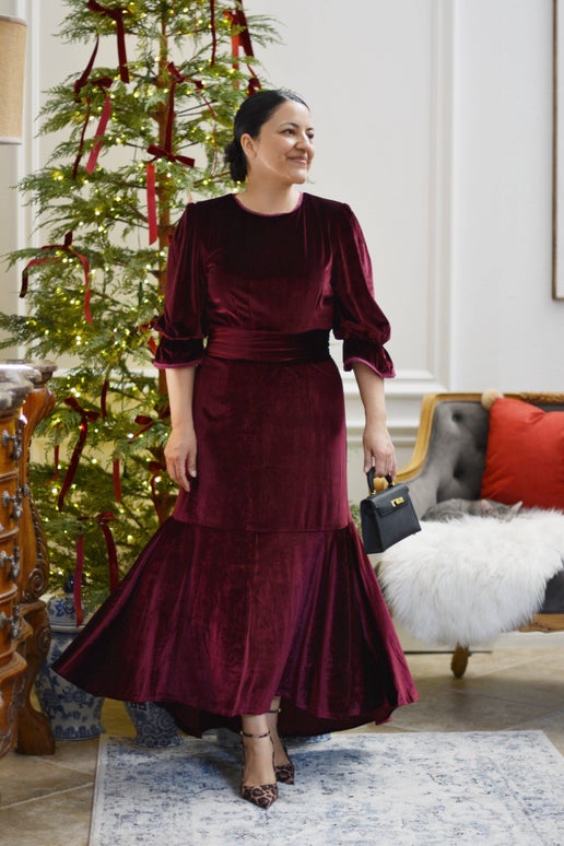 Houston Burgundy Velvet Dress