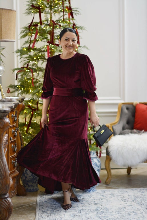 Houston Burgundy Velvet Dress