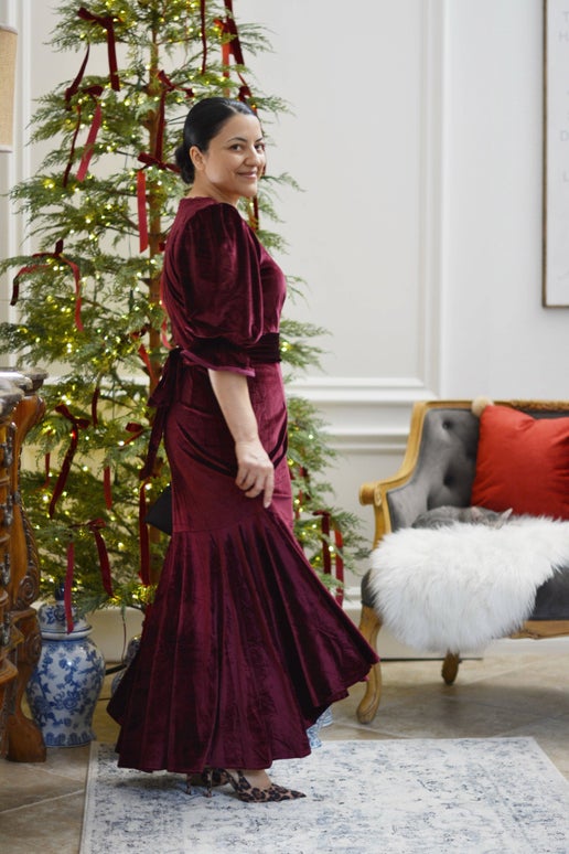 Houston Burgundy Velvet Dress