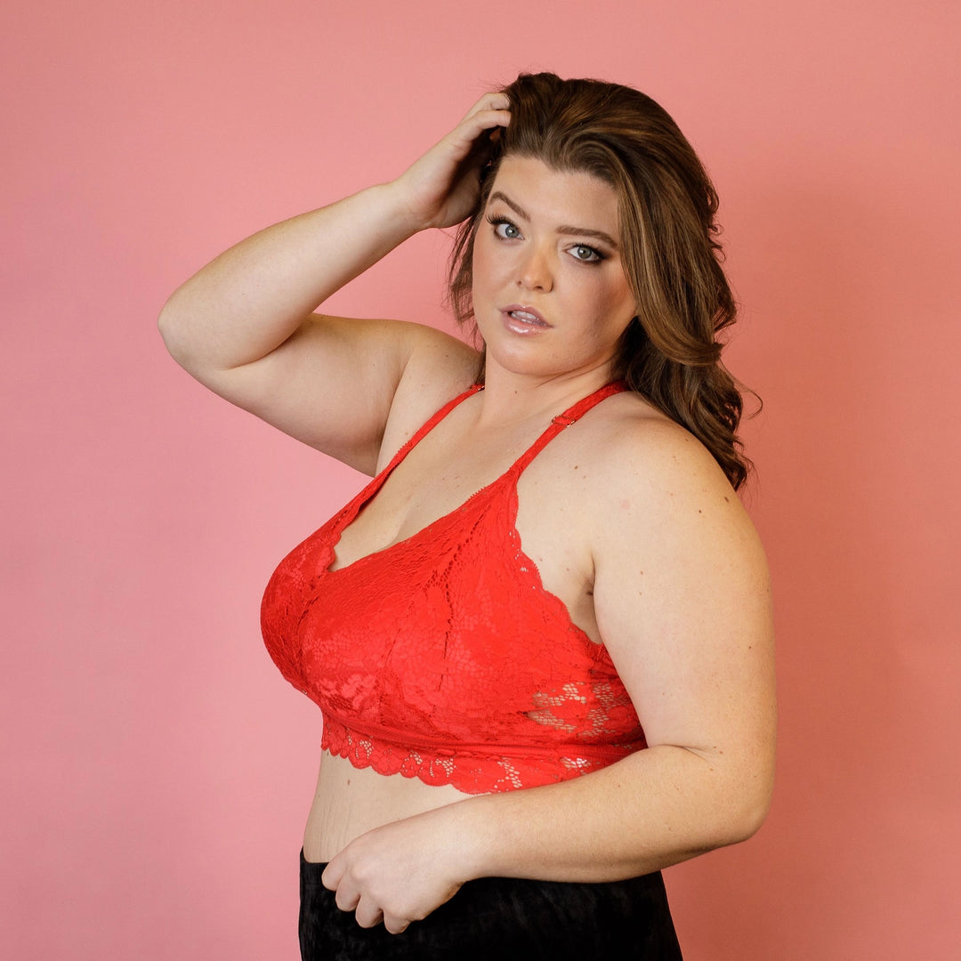 Juliette Deluxe Lace Bralette - Red - JadyK