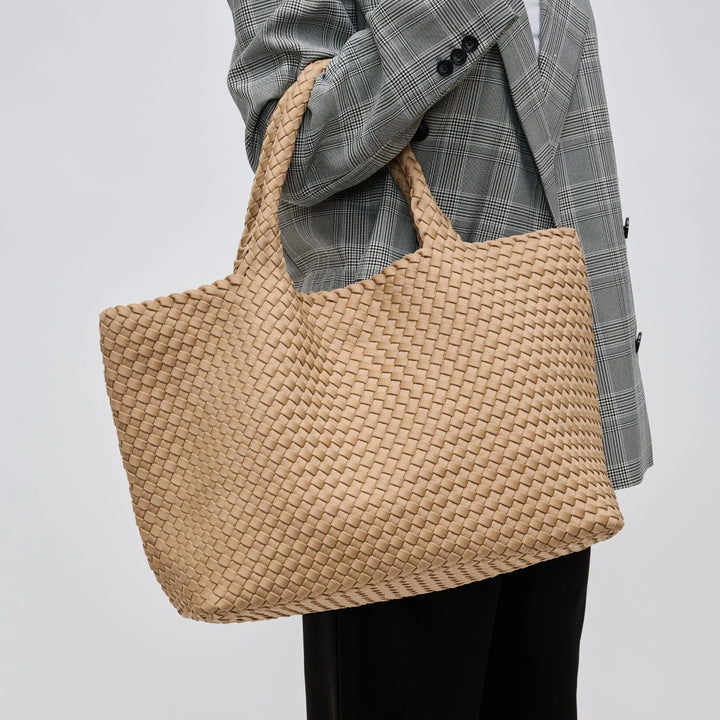 Sky's The Limit - Large Woven Neoprene Tote in Nude - Sol and Selene