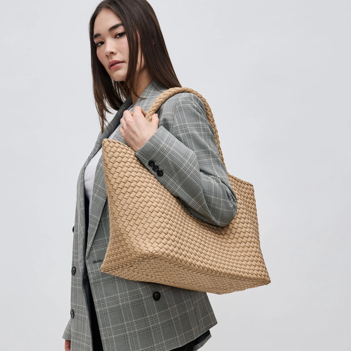 Sky's The Limit - Large Woven Neoprene Tote in Nude - Sol and Selene