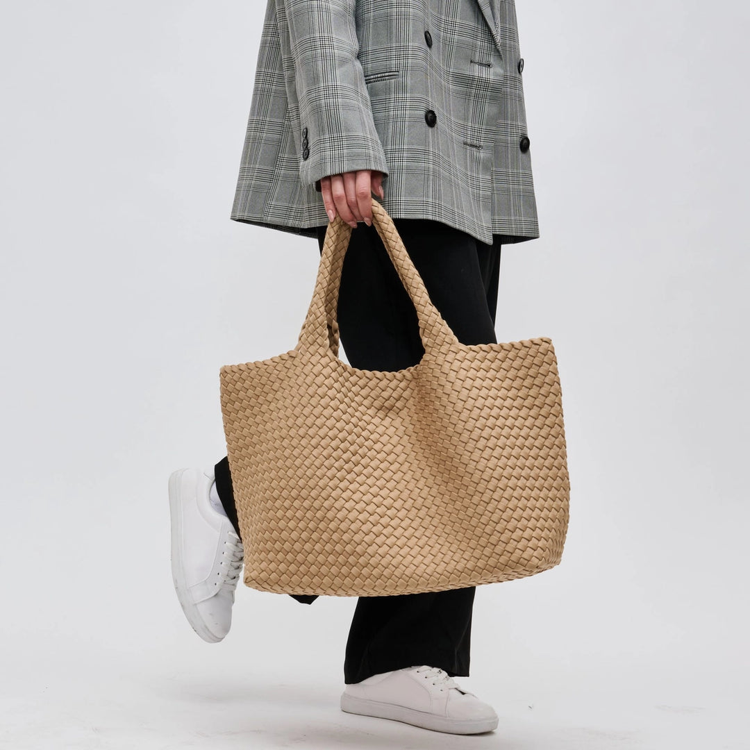 Sky's The Limit - Large Woven Neoprene Tote in Nude - Sol and Selene