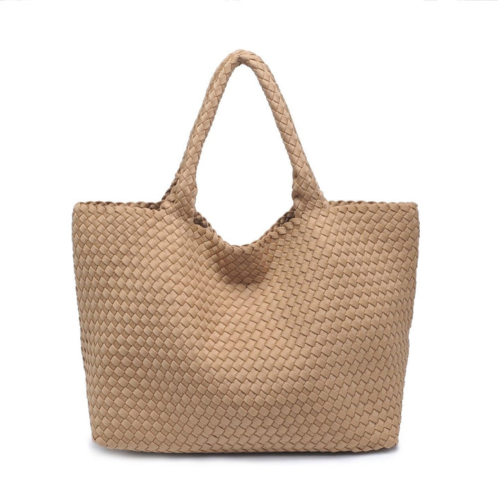 Sky's The Limit - Large Woven Neoprene Tote in Nude - Sol and Selene