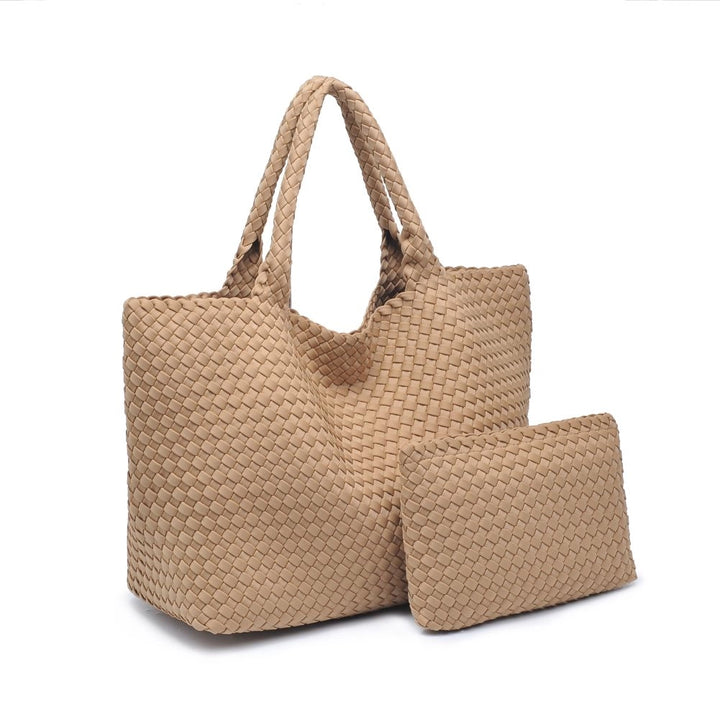 Sky's The Limit - Large Woven Neoprene Tote in Nude - Sol and Selene