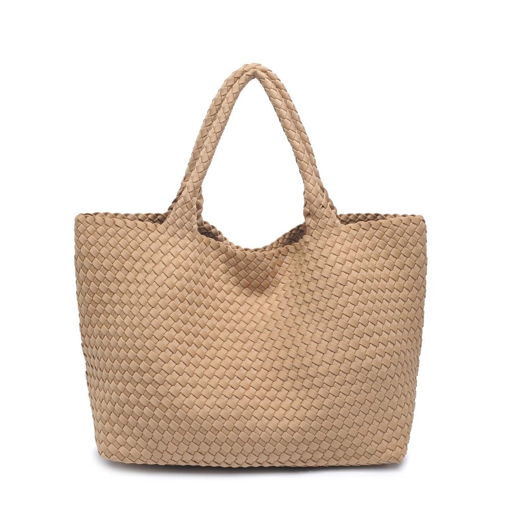 Sky's The Limit - Large Woven Neoprene Tote in Nude - Sol and Selene