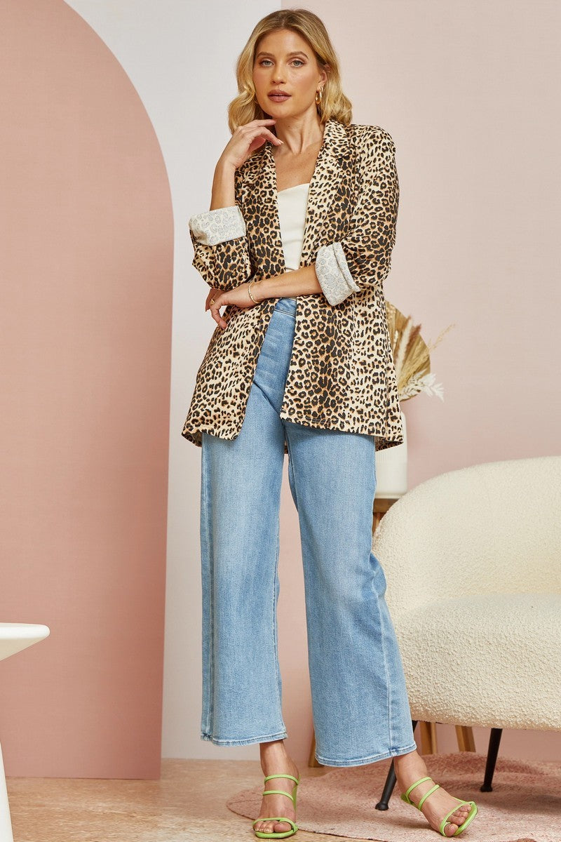 Chelsea Leopard Blazer with Adjustable Sleeve