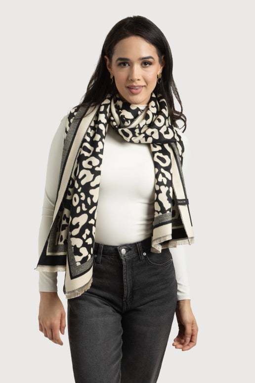 Two Tone Leopard Reversible Scarf - SAACHI