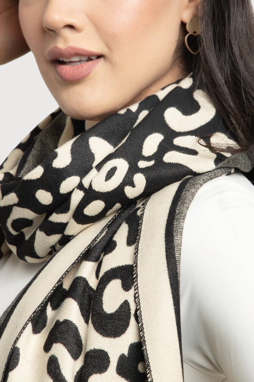 Two Tone Leopard Reversible Scarf - SAACHI