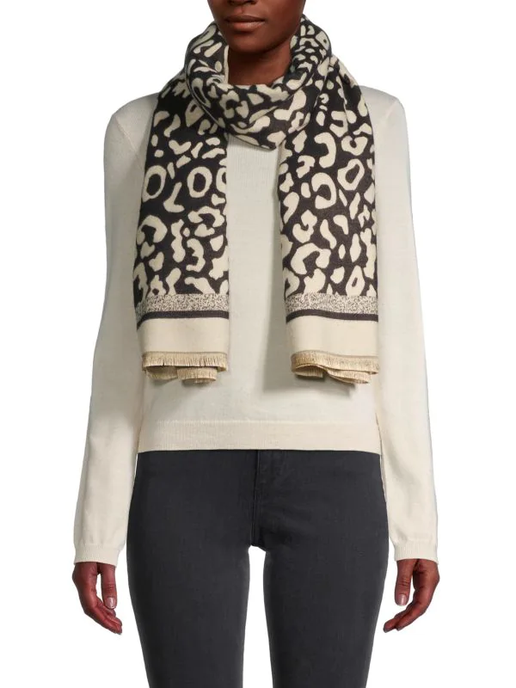 Two Tone Leopard Reversible Scarf - SAACHI