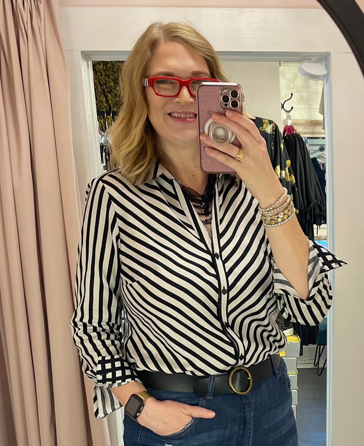 Mary No Iron Stripe & Gingham Shirt