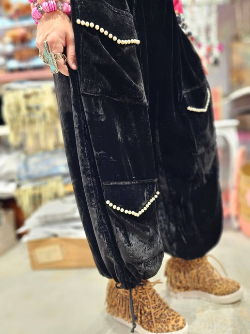 Black Velvet Genie Pants