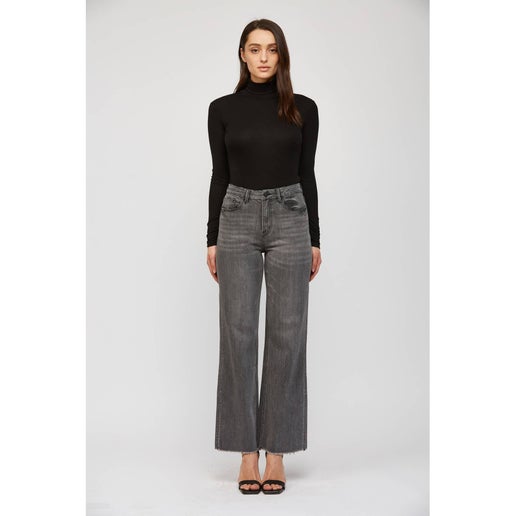 Super Wide Leg, Super Soft in Dark Grey - Mica Denim