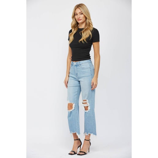 Mica Denim - 90S VINTAGE CROP FLARE: DUSTY INDIGO, 32