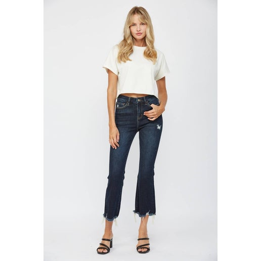 Mica Denim - HIGH RISE CROP FLARE: FENNEL, 32