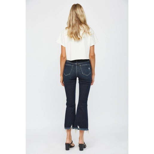 Mica Denim - HIGH RISE CROP FLARE: FENNEL, 32