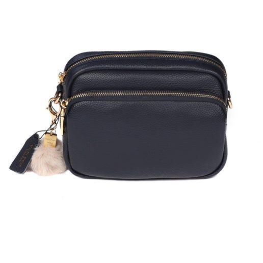 Mayfair Bag Navy & Strap Blue Stripe - Pom Pom London