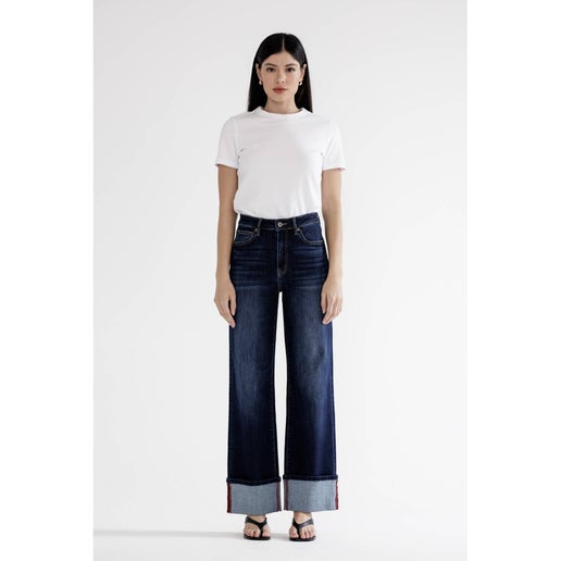 High Rise Wide Leg w/Cuff - Blue Whale - Mica Denim