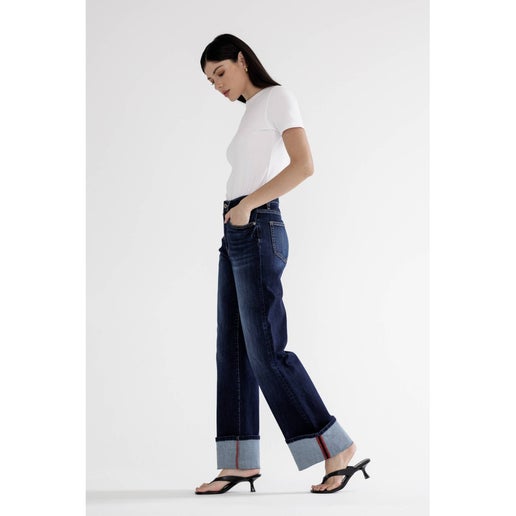 High Rise Wide Leg w/Cuff - Blue Whale - Mica Denim