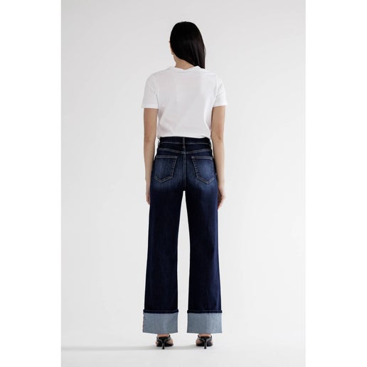 High Rise Wide Leg w/Cuff - Blue Whale - Mica Denim