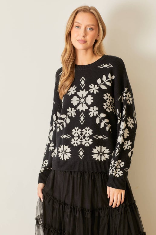 Winter Dreams Black & Ivory Sweater