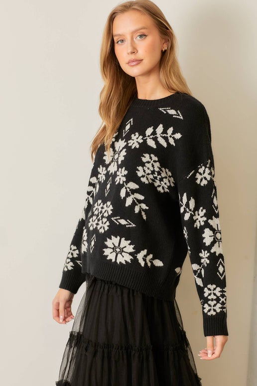 Winter Dreams Black & Ivory Sweater