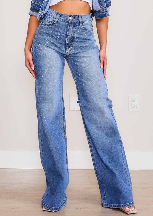 Celine II Iridescent Rhinestone Jeans